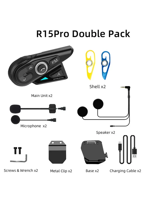 WAYXIN Мотогарнитура R15 Pro Double Pack, черный