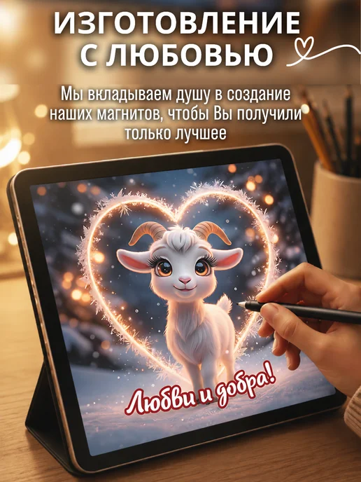 АРТ БАР Новогодние магниты на холодильник символ года Козы 2027, вариант, фото 8