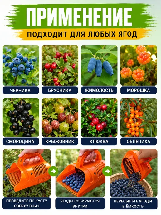 БЖ2021 Плодосъемник для ягод с заслонкой удобный и надежный сбор, вариант, фото 5