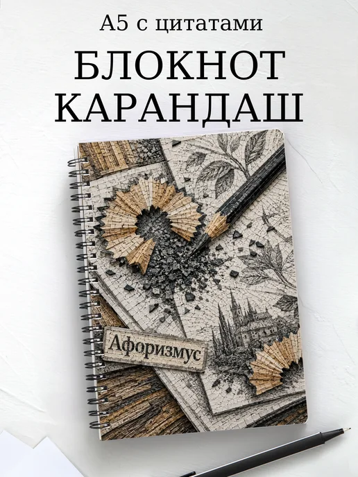 Блокнот Карандашный рисунок с мотивирующими цитатами