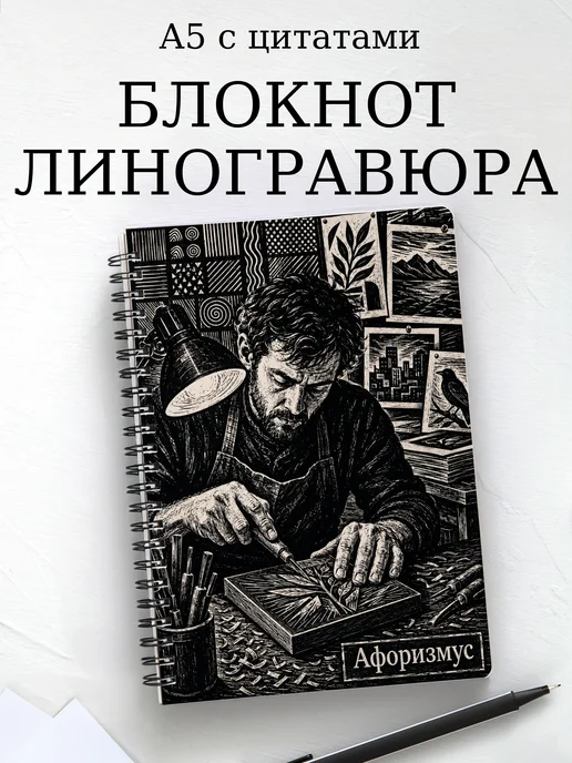 Блокнот Линогравюра с мотивирующими цитатами
