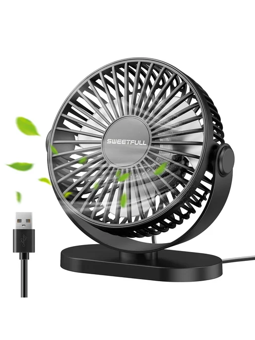 sweetfull Портативный USB-вентилятор Black, цвет черный, черный, фото 2
