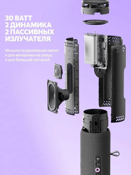 Яндекс Беспроводная колонка Станция Стрит с Алисой портативная, серый, фото 6