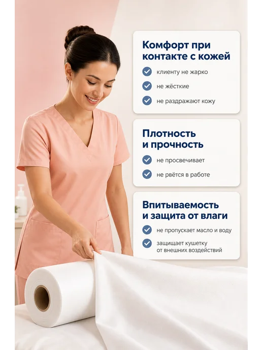 ГЕОХ Простыни одноразовые в рулоне 100 шт 200х80 12 г м², 100 шт, 12 г, фото 4