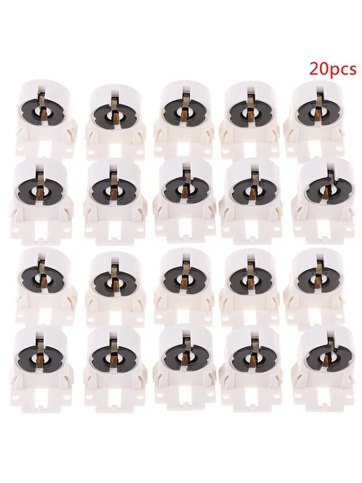 Нет бренда Держатель лампы T8 G13 пластиковый 250V 20PCS, 20 шт