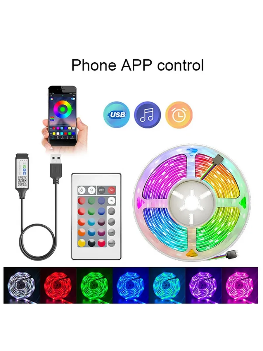 RGB светодиодная лента 3m, BT 24K