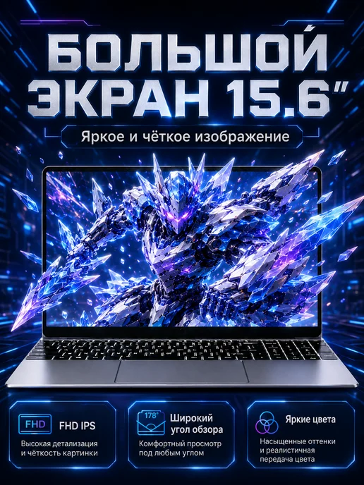 15.6” i7 Ноутбук, ОЗУ 32 ГБ, SSD 2ТБ для работы и игр, 32 ГБ, 2 ТБ, фото 2