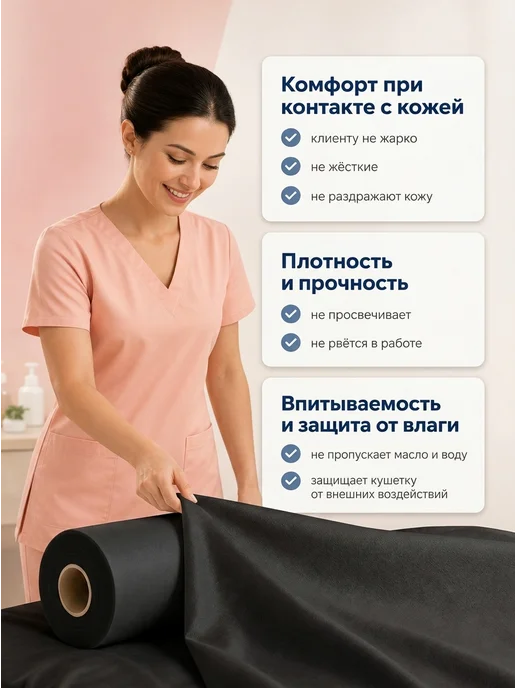 ГЕОХ Простыни одноразовые в рулоне 100 шт 200х80 12 г м², 100 шт, 25 г, фото 4