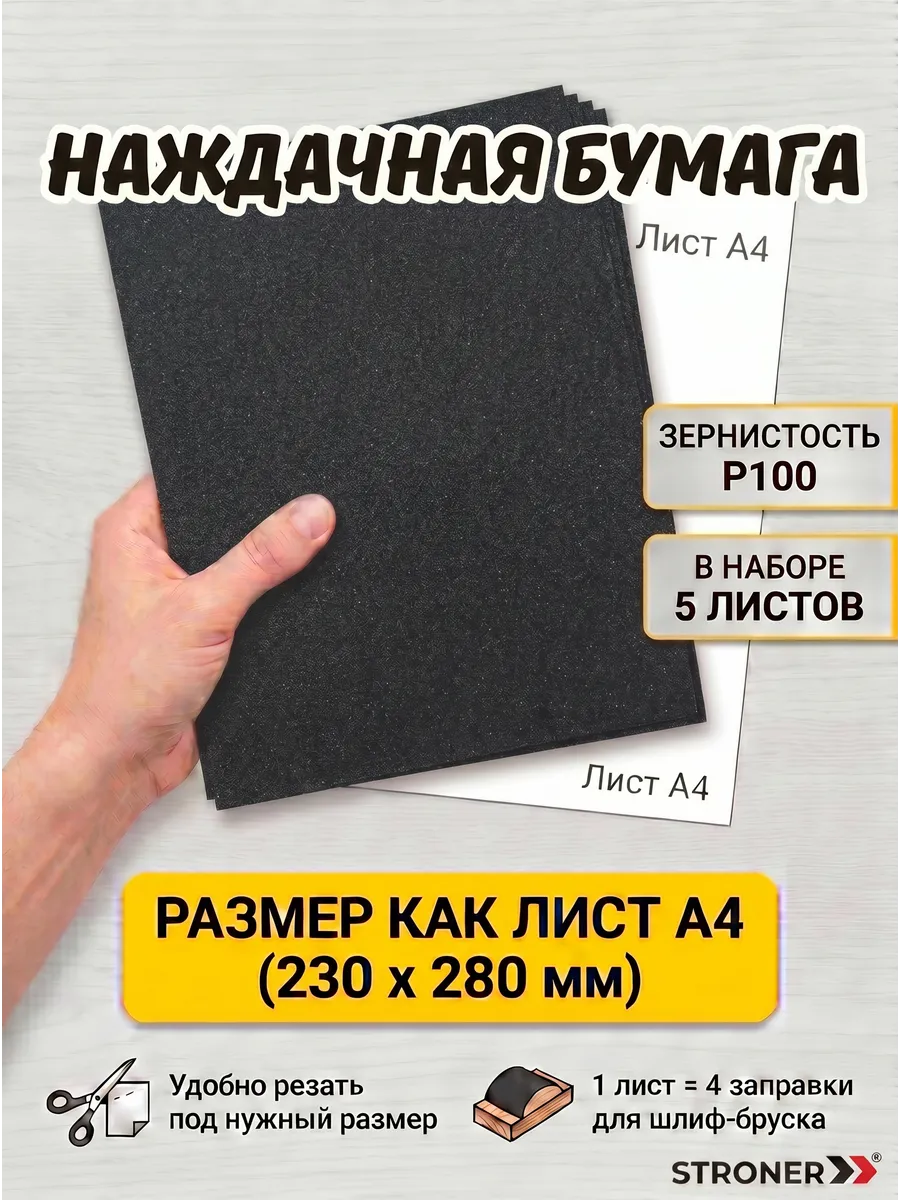 Бумага наждачная набор р100 5шт