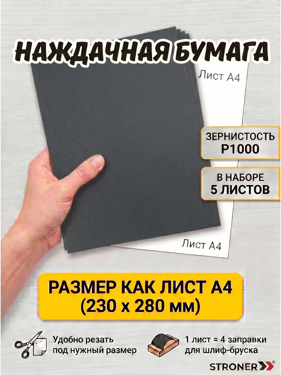Бумага наждачная набор р1000 5шт