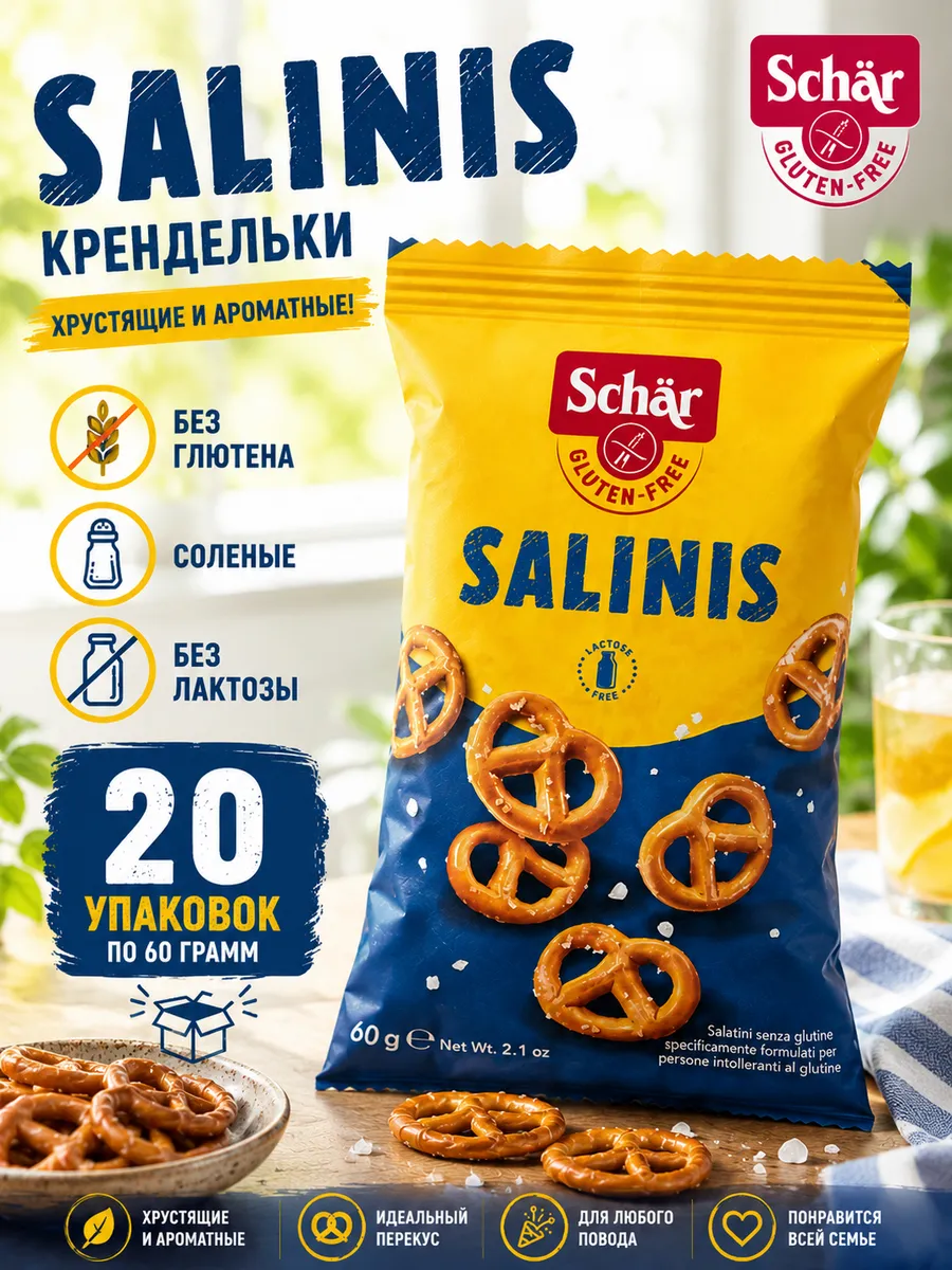 Крендельки Salinis без глютена, т.м. Dr Schar, 20шт