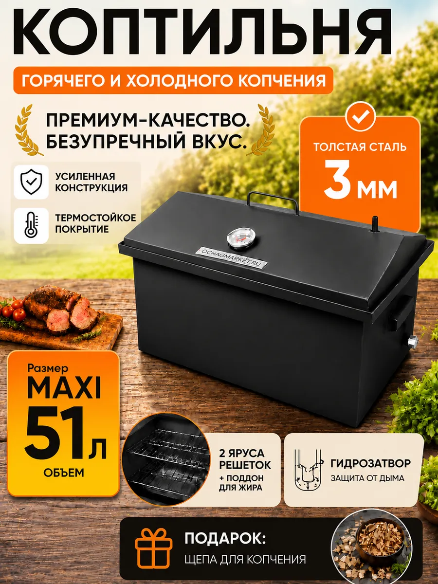 Коптильня горячего и холодного копчения коптилка