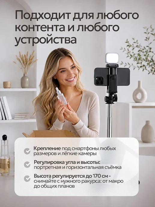 Штатив для телефона монопод селфи палка, вариант, фото 4