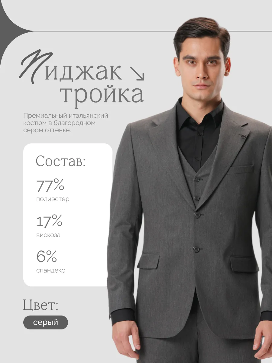 Костюм классический тройка пиджак и брюки