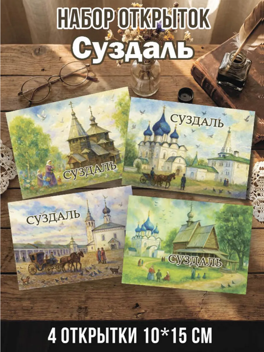 Набор открыток Суздаль 4 шт 10х15 см