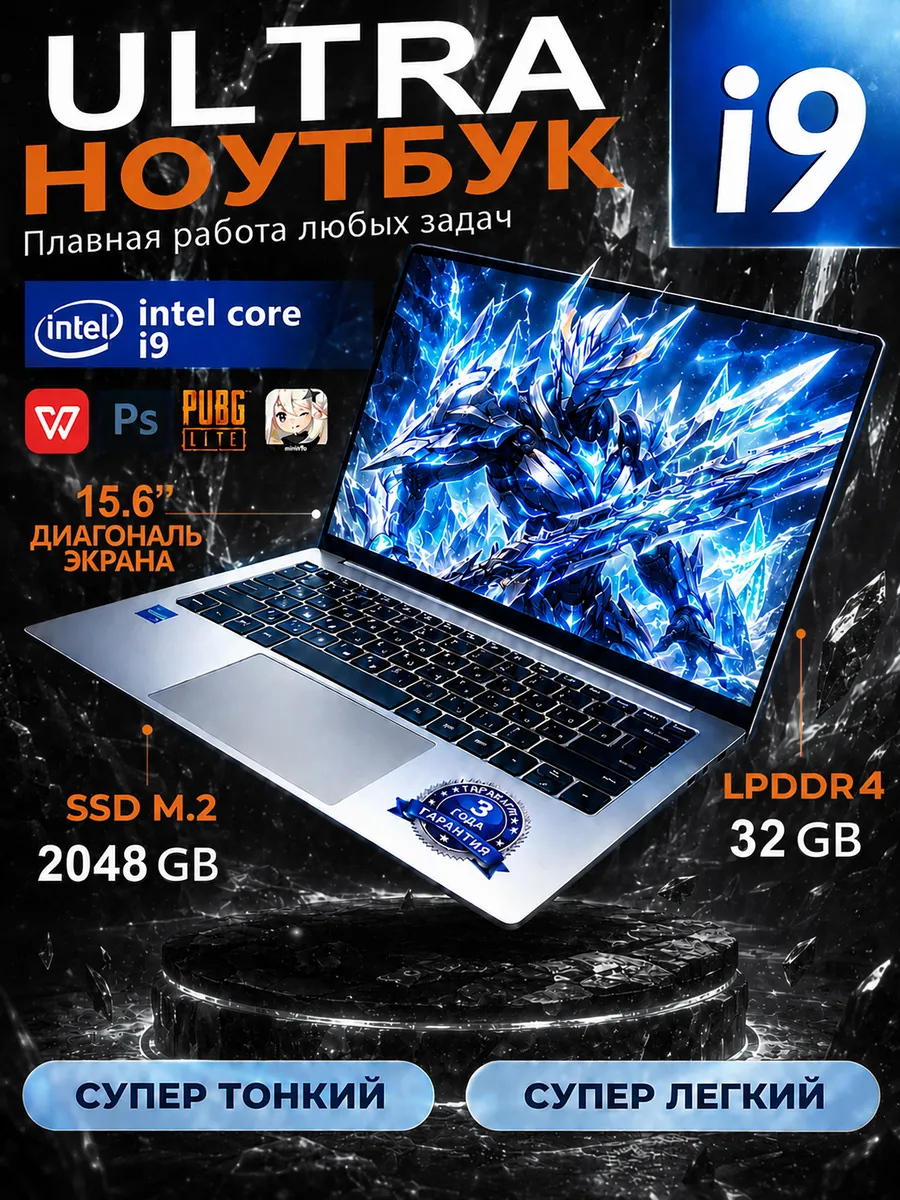 Ноутбук для работы и учебы 15.6"N5095 32 ГБ +2048ГБ