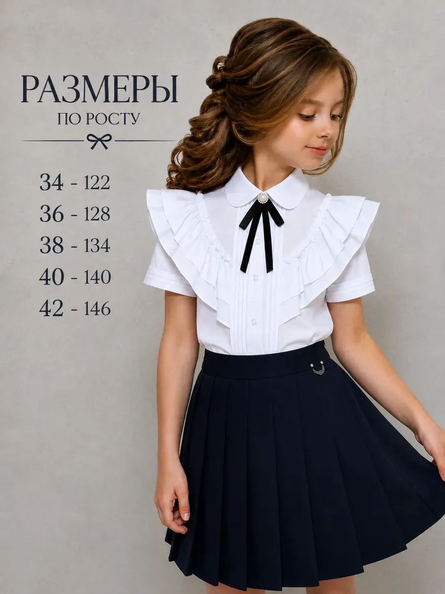 Рубашка блузка однотонная школьная нарядная