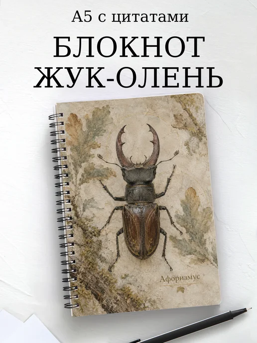 Блокнот Жук-олень с мотивирующими цитатами
