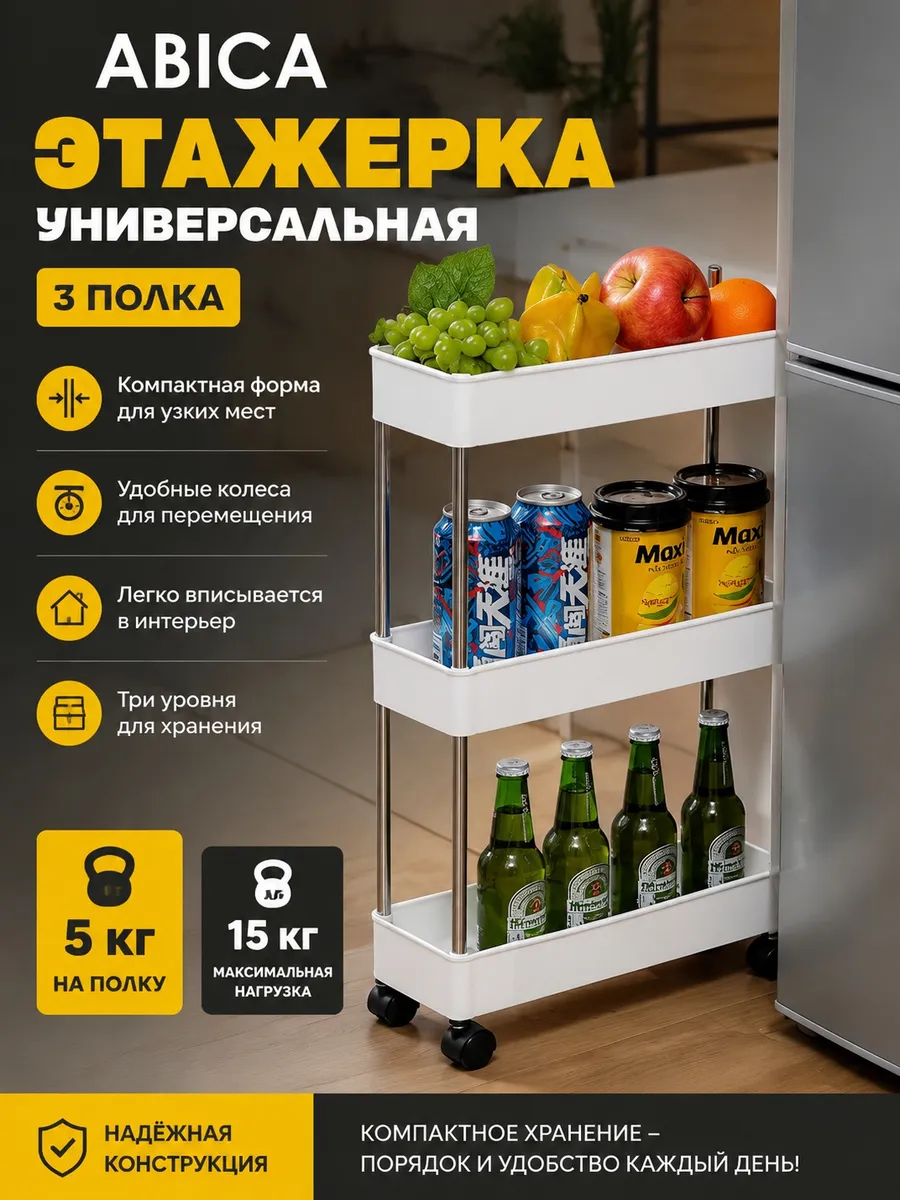 Этажерка полка для ванной передвижная
