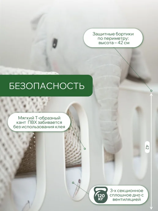 СПЛЮШКИН Кровать Чудо 09 180х80, с бортиками и ящиком, белый, 180x80, голубой, фото 4