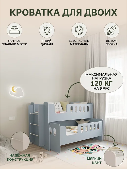 СПЛЮШКИН Кровать Чудо 09 200х90, голубой, 200x90, фото 2