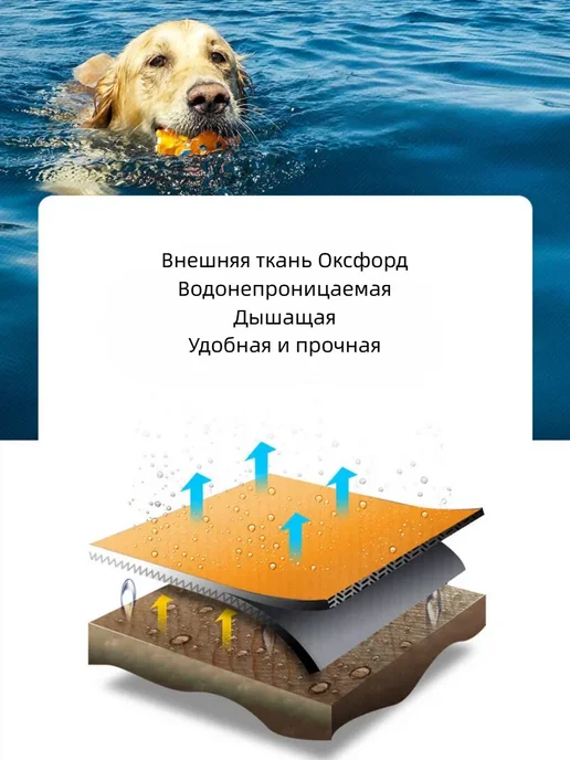 Жилет для плавания собак спасательный, оранжевый, фото 3