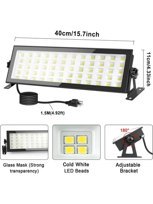 Нет бренда LED Светильник для гаража 144Вт AC100-120V US Plug, 144 Вт, фото 3
