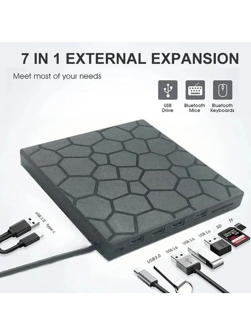MayAug 7-в-1 USB3.0 Type-C привод для CD DVD, 7-в-1 Type-C CD DVD, фото 2