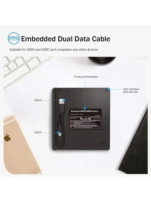 MayAug 7-в-1 USB3.0 Type-C привод для CD DVD, 7-в-1 Type-C CD DVD, фото 6