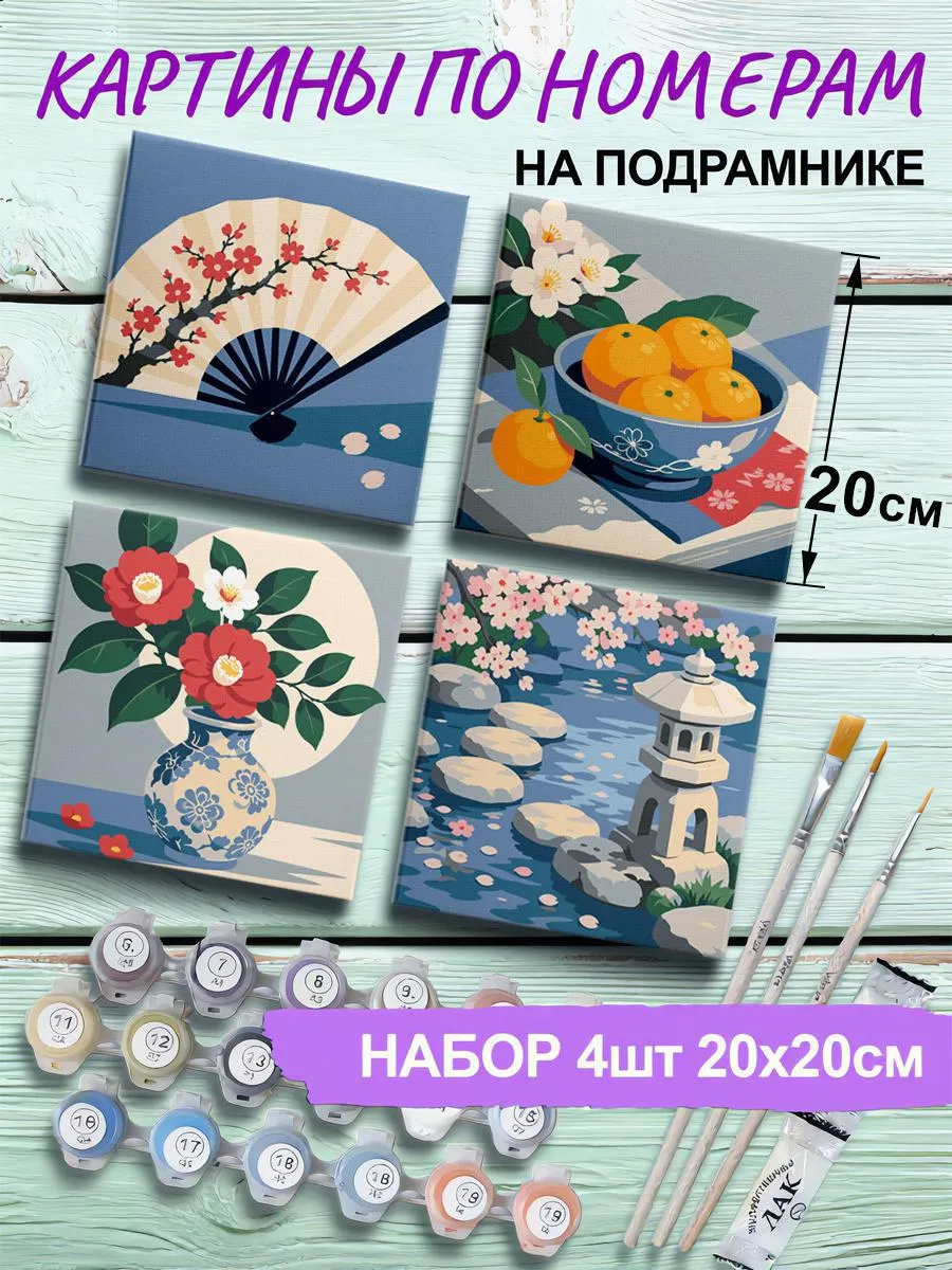 Картины по номерам маленькие 20х20 Мини набор Китай