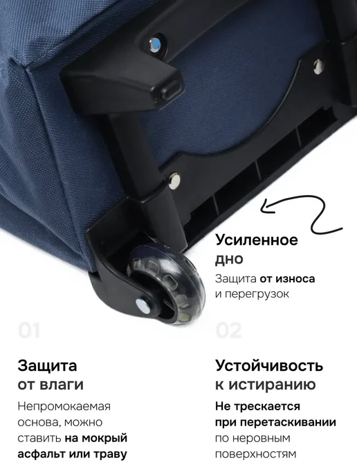 Сумка тележка хозяйственная на колёсиках, синий, фото 3