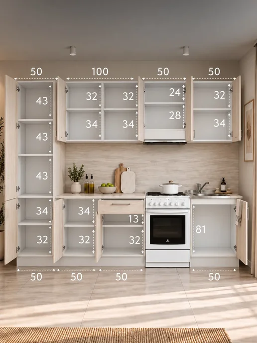 Диван24 Кухонный гарнитур "Симпл 2500", белый, фото 3