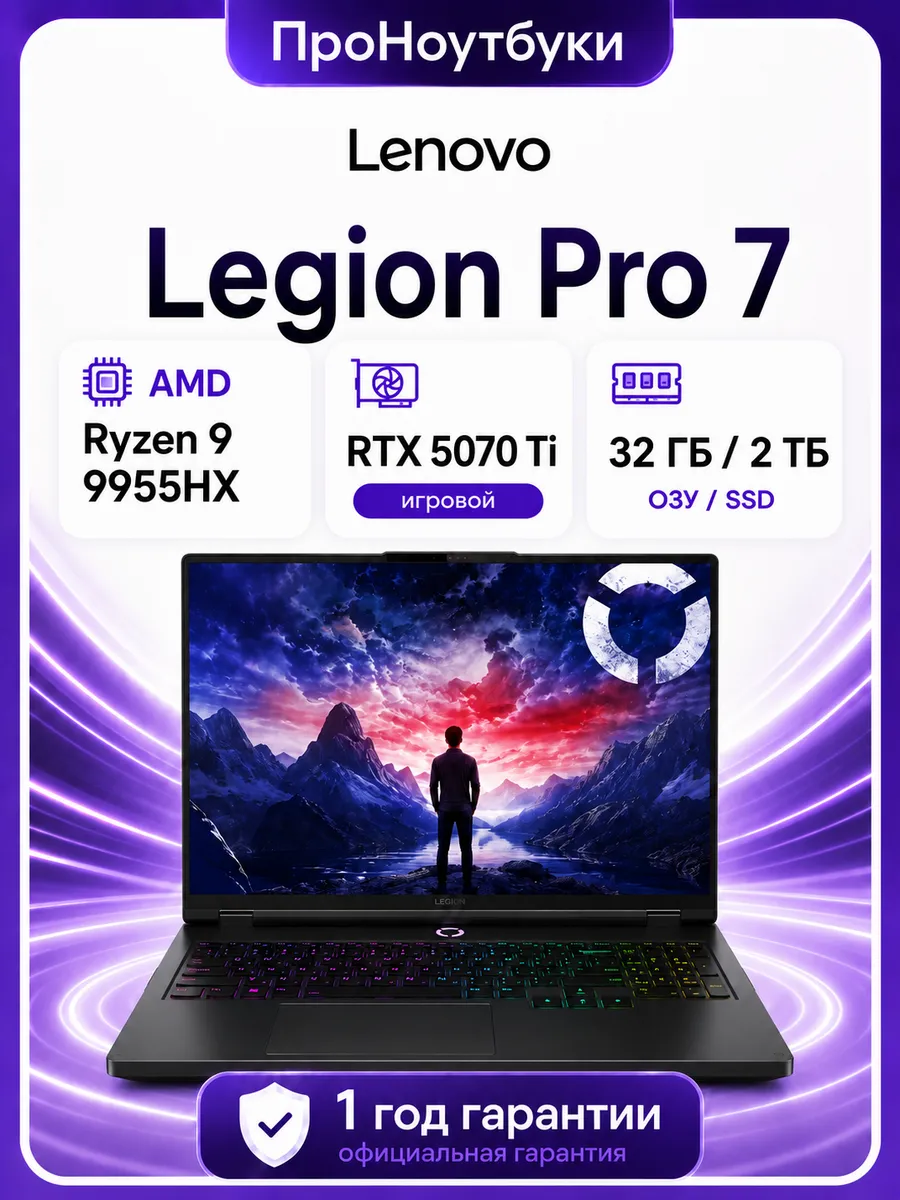 Lenovo Ноутбук LEGION PRO 7 16AFR10H Ryzen 9 9955HX RTX5070 Ti 32Gb…