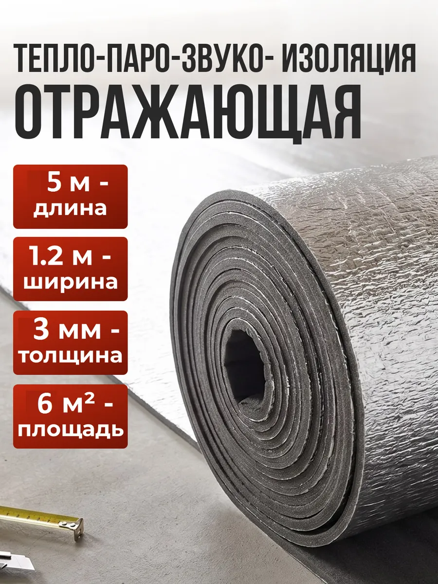 теплоизоляция для теплых полов фольгированная 3мм