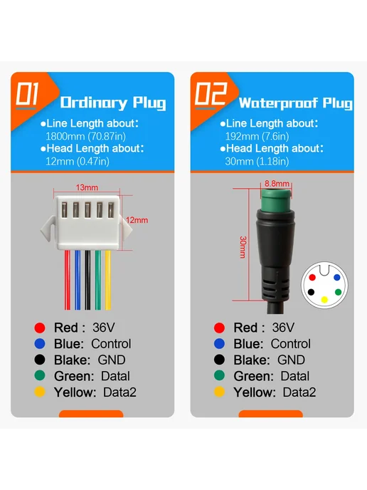 Дисплей KT LCD3 для электровелосипеда 24-72В WP Plug, вариант, фото 4