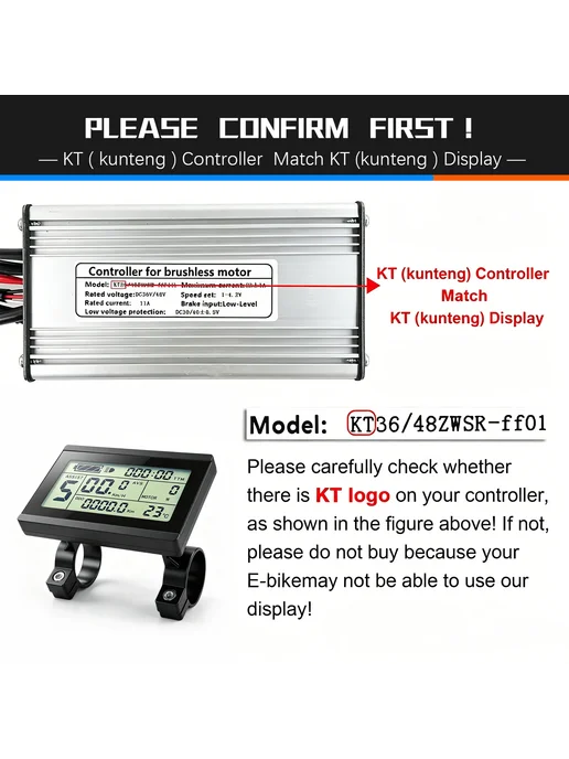 Дисплей KT LCD3 для электровелосипеда 24-72В WP Plug, вариант, фото 7