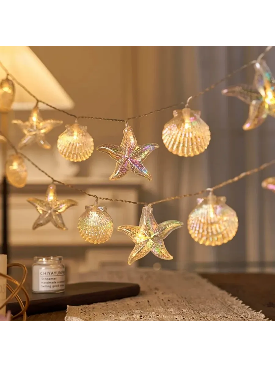 Гирлянда морских звезд и ракушек, 1.5M 10LED