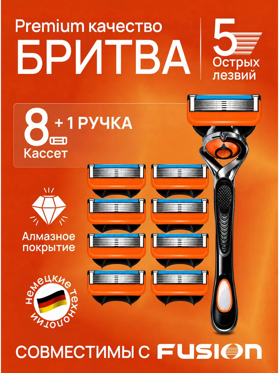 Бритва мужская для бритья 8 шт 5 лезвий