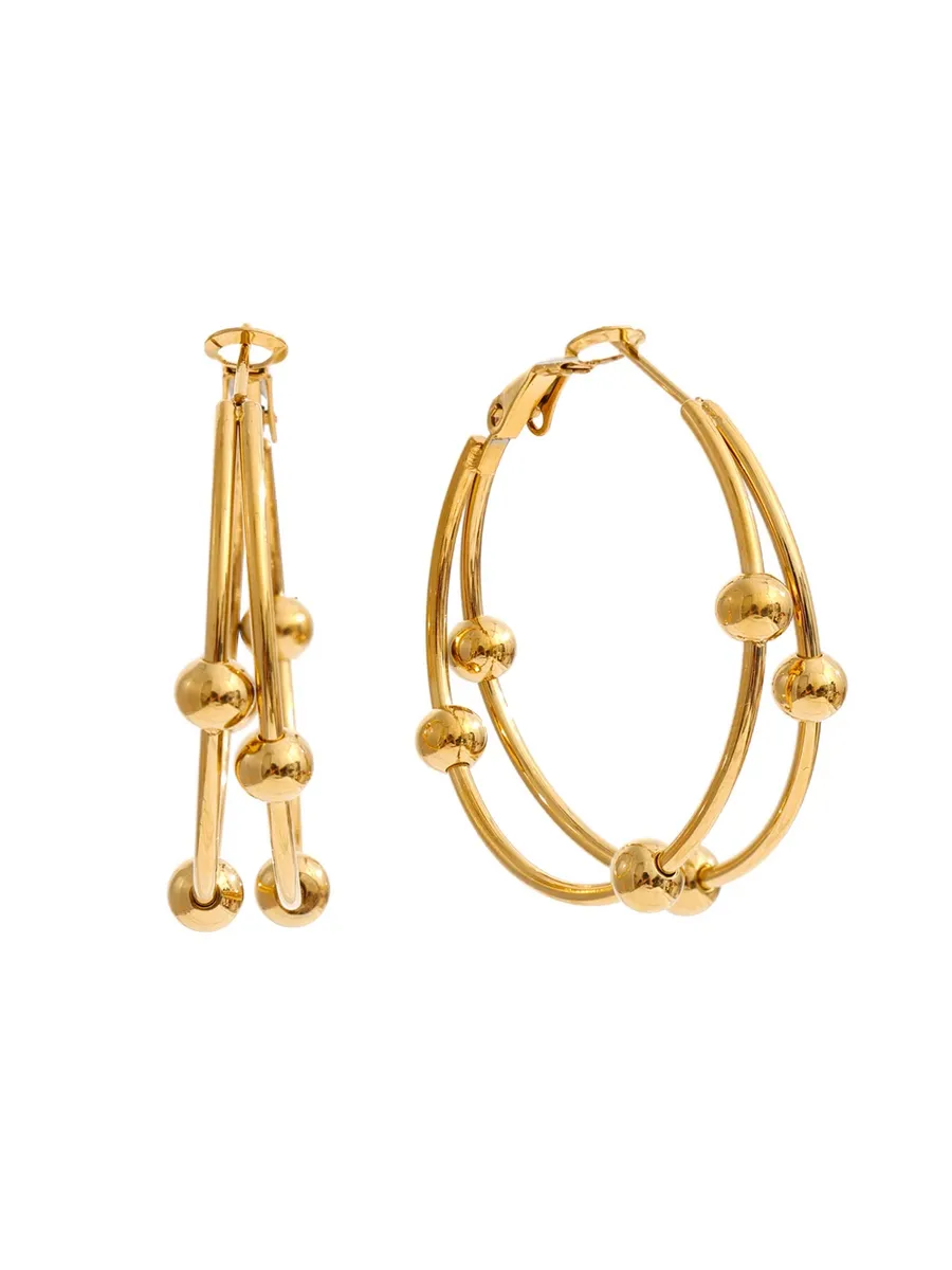 Серьги-кольца Yhpup 2026 из нержавеющей стали YH7212A Gold