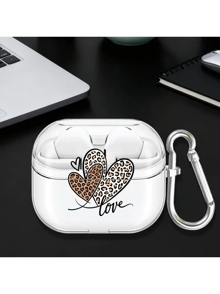 Прозрачный чехол Leopard Love Hearts для Samsung Galaxy Buds
