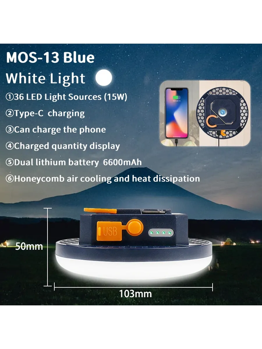 Портативный кемпинговый фонарь MOSLIGHTING 9900 мАч Blue-MOS