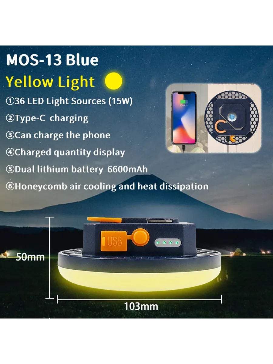 Портативный кемпинговый фонарь MOSLIGHTING 9900 мАч Blue-MOS