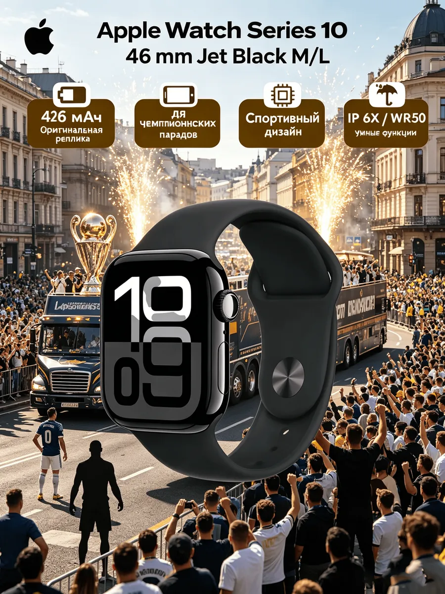 Watch Series 10 46 mm Jet Black M L