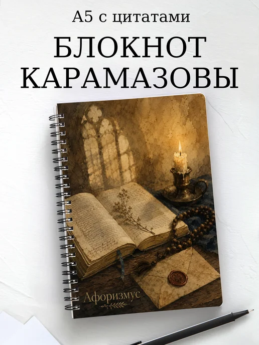 Блокнот Братья Карамазовы с мотивирующими цитатами