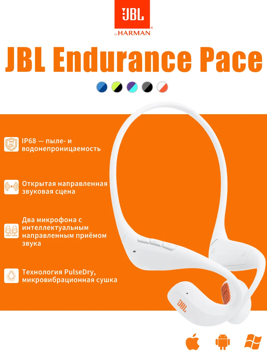Наушники для занятий спортом открытого типа Endurance Pace JBL 1207286361 купить за 7 693 ₽ в интернет‑магазине Wildberries