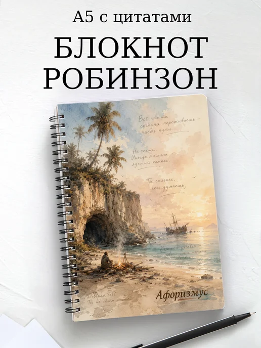 Блокнот Робинзон Крузо с мотивирующими цитатами