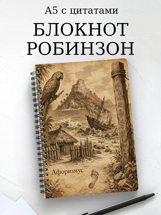 Блокнот Робинзон Крузо с мотивирующими цитатами
