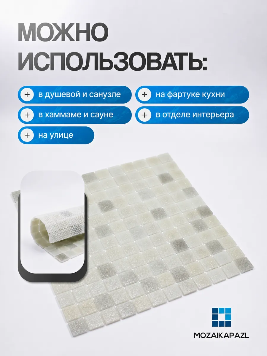 Плитка мозаика стеклянная Антрацитовый 31х31см 5 сеток 2