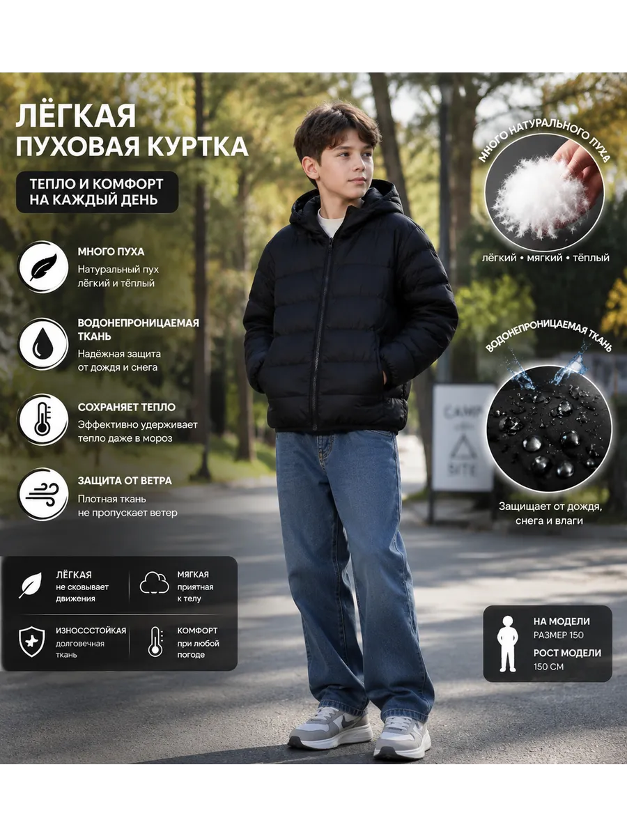 Куртка утепленная демисезон детская с капюшоном в школу