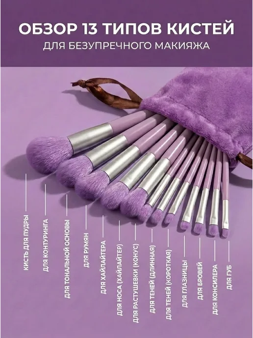Кисти для макияжа, фиолетовый, фото 2